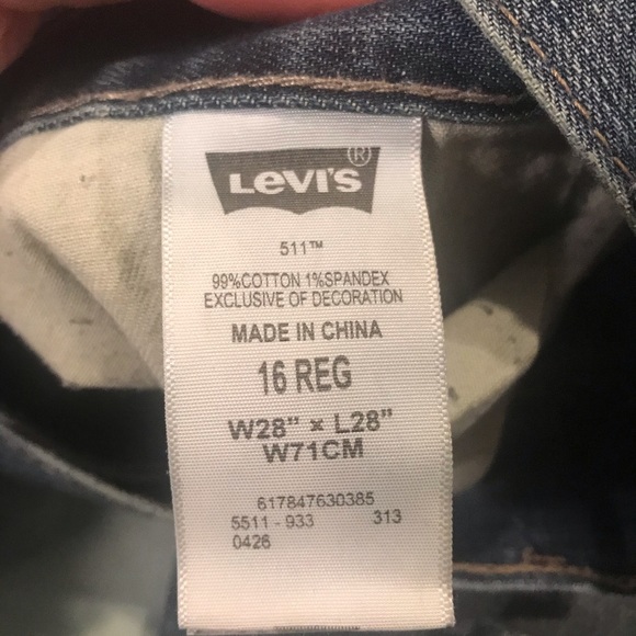 LEVI’S 511 Boys Skinny Jeans Size 16 - Picture 3 of 4